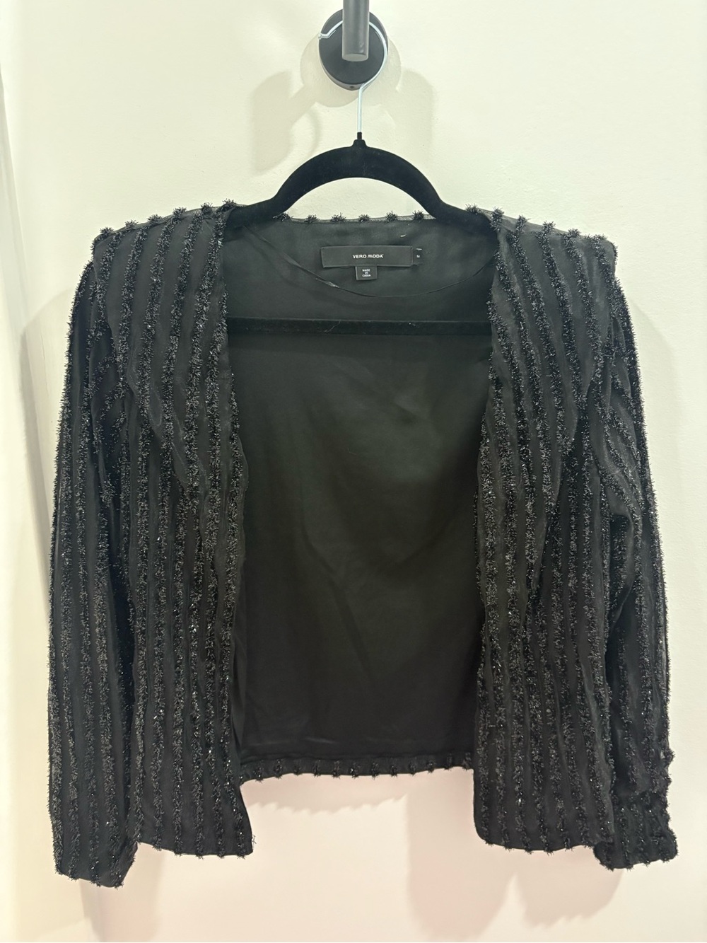 Vero Moda Black Textured Open-Front Cardigan